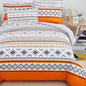New Boho Burnt Orange  3 Piece Comforter Set • Queen Size